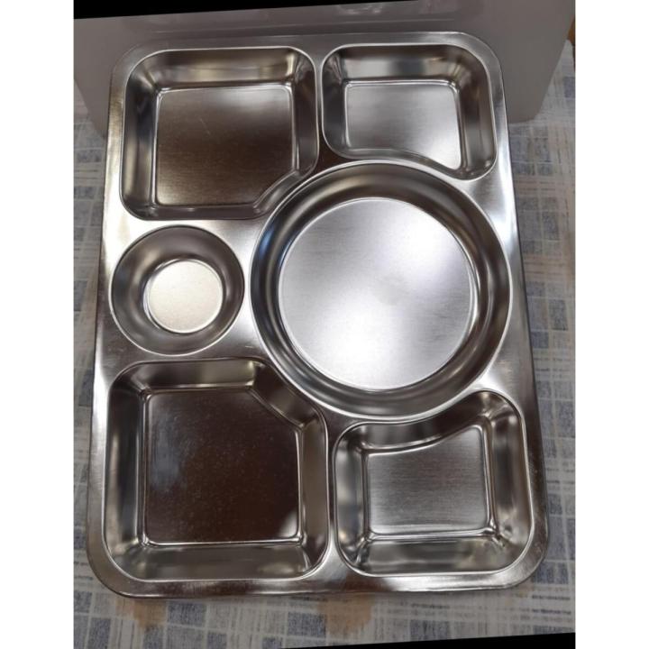 Stainless%20steel%206%20compartments%20serving%20tray%20dishes%20platters%20plate%20Indian%20thaali%20partition%20tray%20heavy%20quality%20imported%20serveware%20-%20Image%202