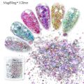 4g Sparkly Dot Laser Nail Art Glitter Bright Holographic Sequins Mirror Chunky Flakes 3D Mixed Paillette Manicure DIY Supplies. 