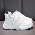 2024 New Versatile Soft Breatheable Hook Loop White Boys and Girls Children Sneakers Cute Korean Style Uniform School Shoes. 