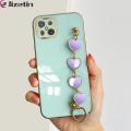 Jizetin for OPPO Reno4 Z 5G Back Cover With 3D Love Heart Wristband Chain Luxury Plating Fashion Bracelet Phone Cases.