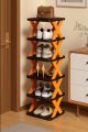 1 pcs Multi-Layer Folding Shoe Rack: 6-Layer Adjustable Plastic Storage for Shoes, Easy to Assemble. 