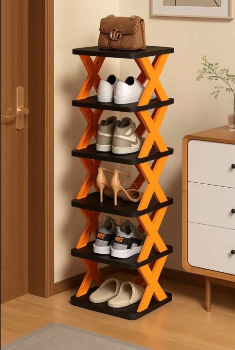 1%20pcs%20Multi-Layer%20Folding%20Shoe%20Rack:%206-Layer%20Adjustable%20Plastic%20Storage%20for%20Shoes,%20Easy%20to%20Assemble%20-%20Image%202