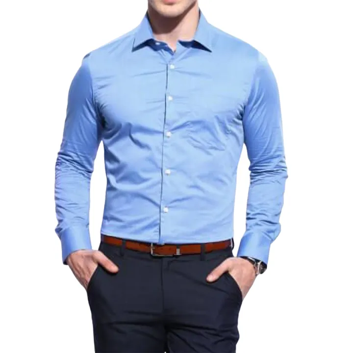 Light sky blue Cotton Long Sleeve Formal Shirt for Men