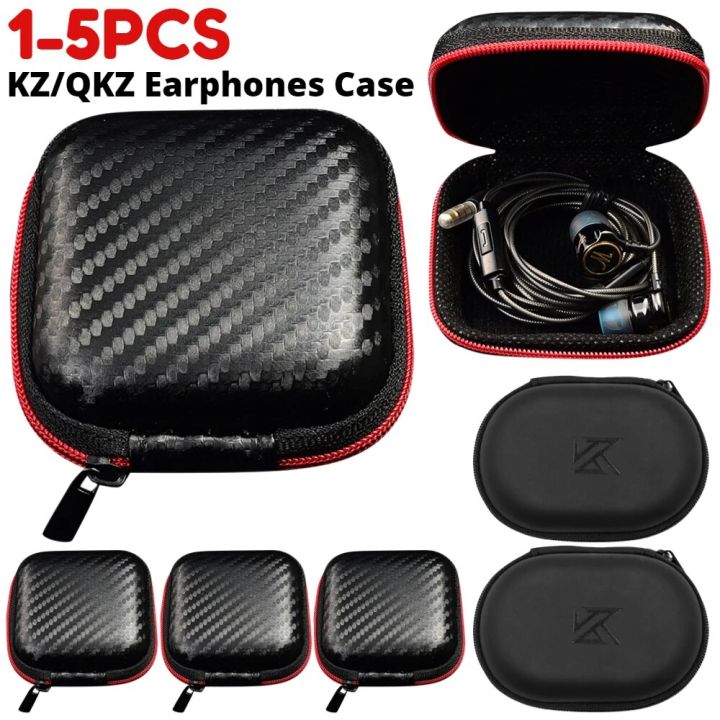 5-1PC KZ Earphones Case QKZ Wired Earphone Storage Case Portable Earbuds Headset Bag Anti-Pressure Charging Cable Organizer Bags