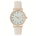 Women's Watch Casual Round Pointer Quartz Watch Textured Dial Analog PU Leather Wrist Watch.