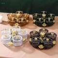 Divided Serving Tray Portable Decorative Appetizer Tray Rotatable Snack Platter for Cakes Cookies.