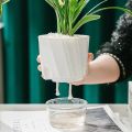 Transparent Double Layer Flower Pot Plastic Self Watering Flowerpot Cotton Rope Watering Potted Planter with Injection PortBasketball. 