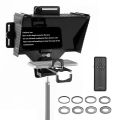 Universal Teleprompter Portable Prompter with BT Remote Control Lens Adapter Ring - black. 