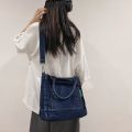 Denim Bags For Women Large Shoulder Bag With Zipper Jeans Shopping Bag Canvas Messenger Bag Y2K Satchel Eco Bag Korean Handbags. 