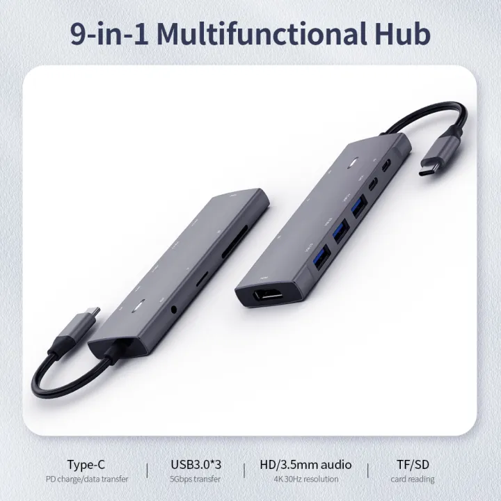 9-in-1%20Multifunctional%20Type-C%20to%204K%20HD%20Hub%20PD%20Charge/Data%20Transfer/USB3.0/SD%20TF%20Card/HD/3.5mm%20Audio%20-%20Image%205