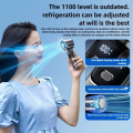 Popular Mini High-Speed Handheld Turbo Fan Smart Digital Display Wearable Personal Desk Neck Fan with Five Wind Speeds.