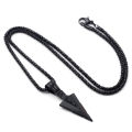 Matte Black Long Necklace With Arrow Pendant Jewelry Chain Gift For Men Accessories - Chain. 