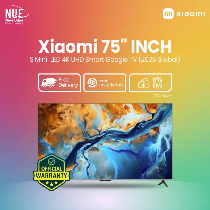 Xiaomi official TV S Mini LED 75 Inch 4K UHD QD-Mini LED Smart Android Google TV (Global Version) 2025