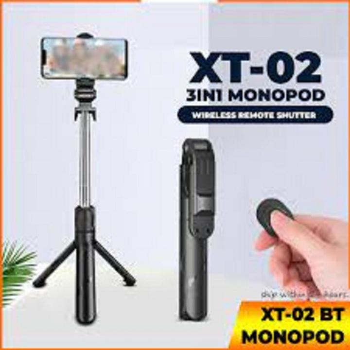 XT-02 Selfie Stick Wired Remote Shutter Monopod Bluetooth Extendable Handheld Stabilizer Stand Tripod