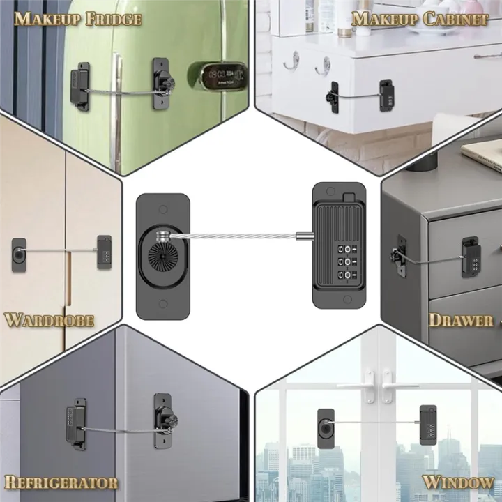 Fridge%20Lock,%20Refrigerator%20Lock,%20Keyless%20One-Click%20Access,%20Customizable%20Password,%20Child%20Safety%20Combination%20Lock%20Black%20Easy%20to%20Use%20-%20Image%204