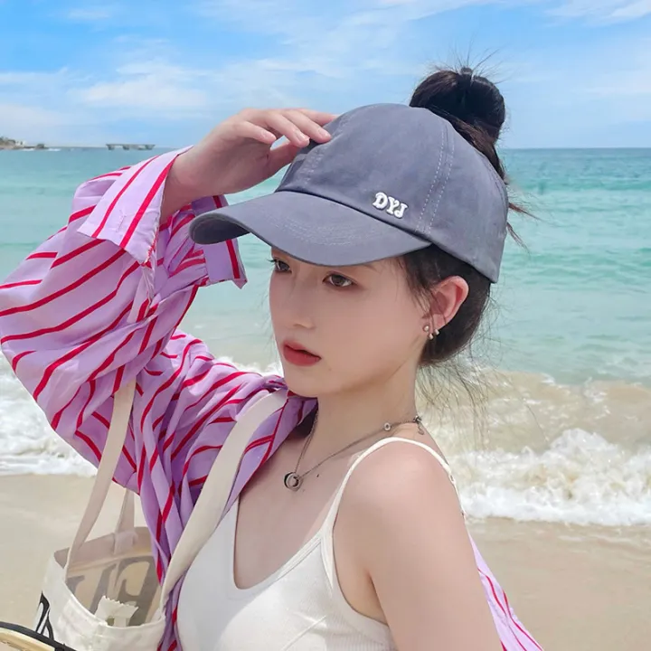 High%20Ponytail%20Baseball%20Cap%20Half%20Visor%20Peaked%20Cap%20Girls'%20Hat%20Sun%20Protection%20Sports%20Cap%20Summer%20Internet%20Celebrity%20Peaked%20Cap%20-%20Image%203