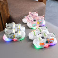 Summer new children's soft-soled toddler shoes 1-3 years old 2 boys light up sandals girls baby kick anti beach shoes.