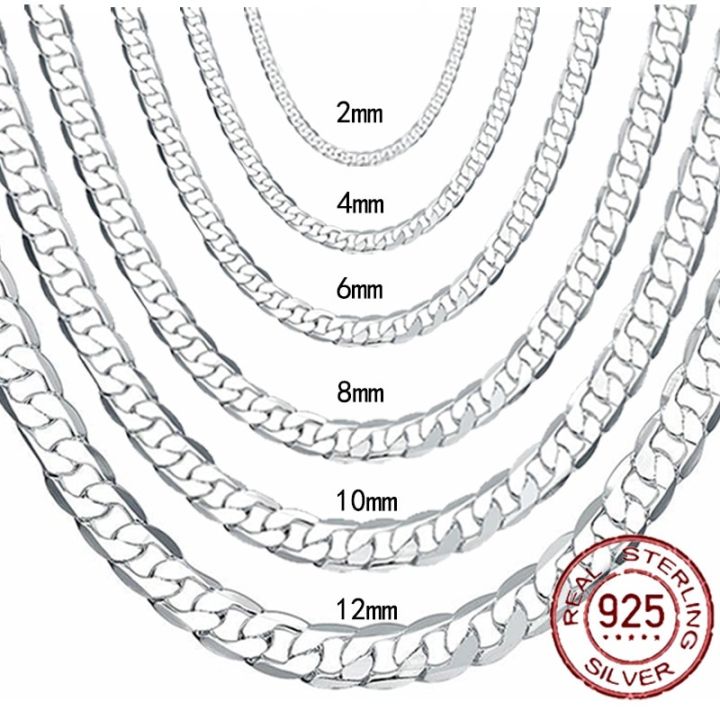 Men's%20925%20Sterling%20Silver%20Necklace%202/4/6/8/10/12MM%2040-75cm%20Face%20Chain%20Necklace%20Lobster%20Clasp%20Men%20And%20Women%20Engagement%20Jewelry%20-%20Image%202