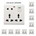 8 Pin Multi Gang Socket Double 3 Pin- 1Piece 2 Pin Multi Function Universal Wall Socket. 