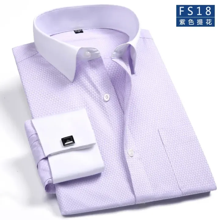 Solid%20Mens%20Classic%20French%20Cuffs%20Dress%20Shirt%20Long%20Sleeve%20Covered%20Placket%20Formal%20Business%20Standard-fit%20Design%20Wedding%20White%20Shirts%20-%20Image%207