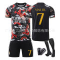 Football form 2425 red and bla dragon pattern ersion children's training adult suit sports team form group bu men's and women's jerse.