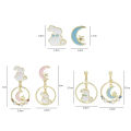 BODHI Stud Earrings Faux Pearl Romantic Rabbit Moon Star Dangling Earrings. 