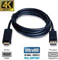DisplayPort to HDMI Cable 4K Ultra HD DP to HDMI Converter Adapter for Monitor TV Laptop PC - Black (1.8m). 