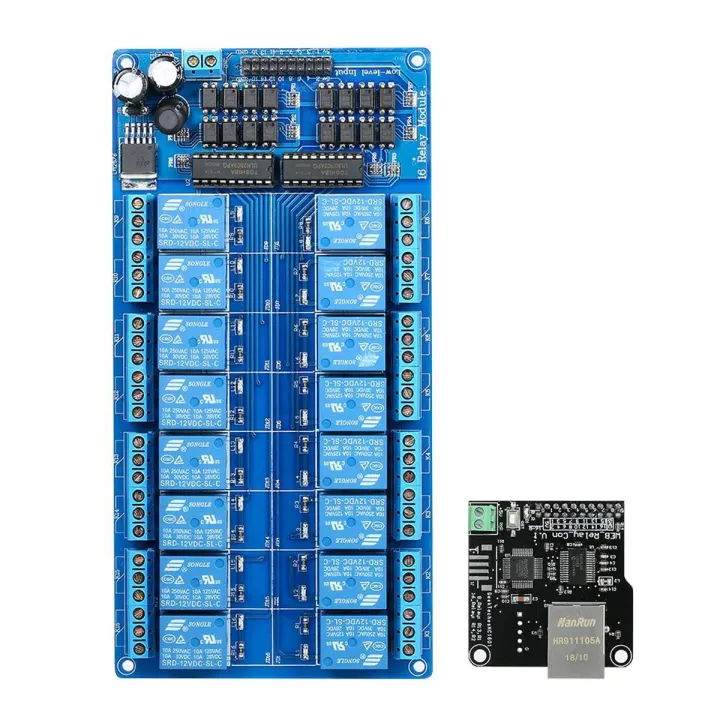 Ethernet Control Module LAN WAN Network Web Server IP TCP RJ45 Port + 16 Channel Relay Expansion Board for Arduino iOS Raspberry Pi 16 CHs Relay
