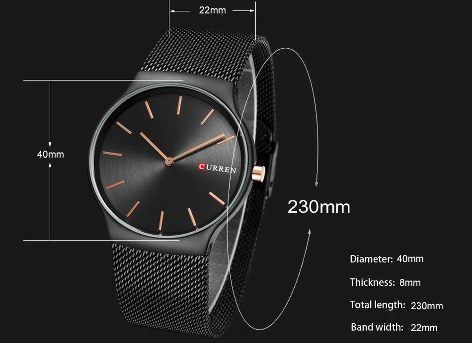 CURREN 8256 Brand Luxury Mens Quartz Watch Men Waterproof Ultra Thin Analog Clock Male Fashion Sports Watches Black masculino With Box Daraz .bd