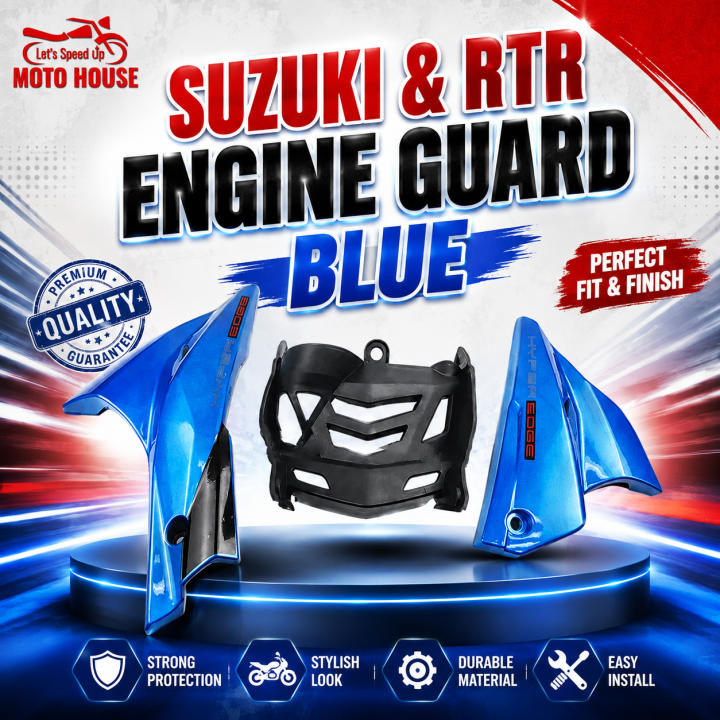 Suzuki, RTR & TVS engine guard for Universal bike Glossy Blue colour 3-part High Quality Havey Plastic Material this engine guard is the perfect addition to your motorcycle