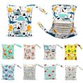 20*25cm Baby Diaper Bag Cartoon Print Wet Dry Nappy Zipper Handbag Stroller Carry Pack Travel Outdoor Wet Diaper Storage Bags. 
