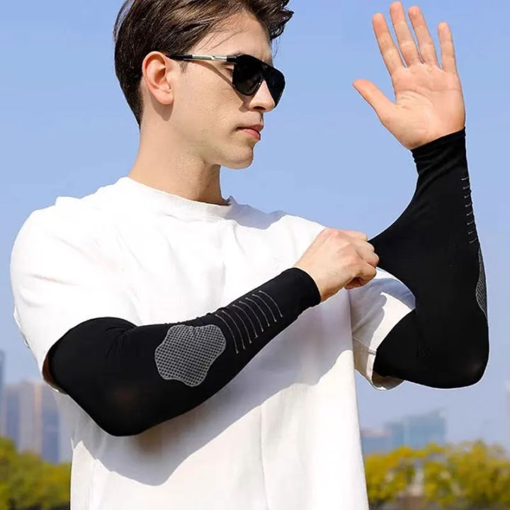 Ice%20Silk%20Sunscreen%20Premium%20Arm%20Sleeves%20UPF50+%20Breathable%20Cooling%20Elastic%20Arm%20Guards%20for%20Cycling,%20Running%20&%20Outdoor%20Sports%20(Unisex)%201%20Pair%20-%20Image%202