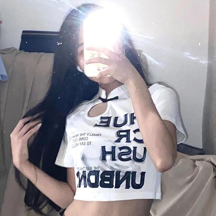 New Chinese-StyleTT-shirt Women【Cotton】Summer Korean Version ofbmChic Sweet Hot Girl Unique Short Top