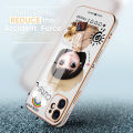 Hontinga for OnePlus 8T Back Cover + Free Lanyard Luxury 6D Plating Cute Satchel Girl Side Pattern Case Soft Silicone Square Mobile Cover.