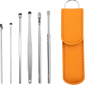 Ear Pick Set Portable Ear Cleaner Set Stainless Steel With Lather Case-6PCS.