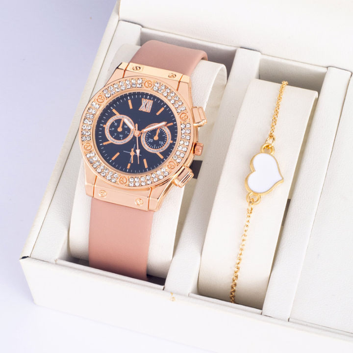 Lucky Brand Watches for Women Fashion Leather Minimalist Quartz Movement Women's Wrist Watches Bracelet Gift Box Set