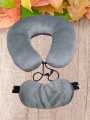 Premium Neck Pillow For Travel - 12 X14 With Eye Mask. 