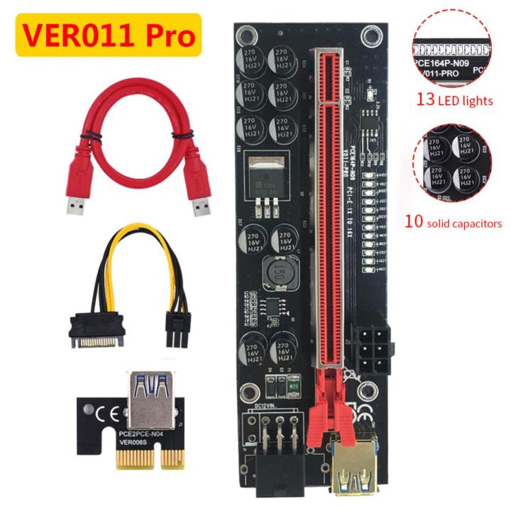 VER011 USB 3.0 PCIE Riser VER 011 Express 1X 4x 8x 16x Extender Riser Adapter Card SATA 15pin to 6pin with nice material