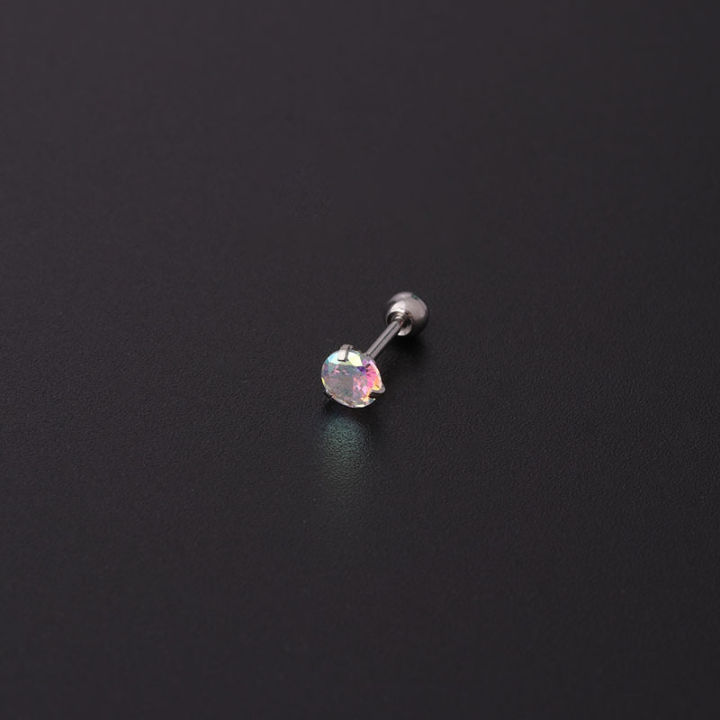 【TianYu Mall】1Pc 2-5mm Korean Personality Color Round Zircon Gold Plated Earrings