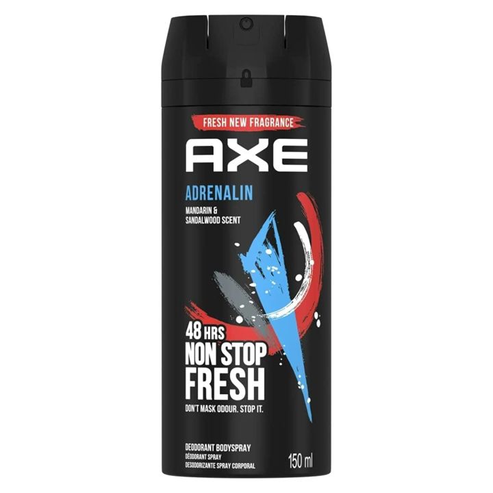 International European product Body spray AXE ADRENALIN used