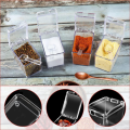 4 Piece Acrylic Crystal Clear Seasoning Spice Box Set with Cover and 4 Spoons Kitchen Storage Ja-Condiment & Spice Racks-Nr mart.