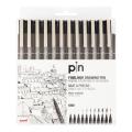 Uni Pin Fine Line Pens 12 Set, Black.