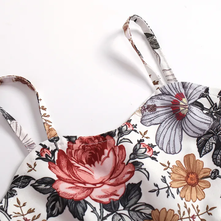 Kid%20Girl%20Short%20Pants%20Outfits,%20Floral%20Printed%20Ruffles%20Hem%20Sling%20Tops+%20Elastic%20Solid%20Color%20Shorts%20Simple%20Style%20Set%20-%20Image%205