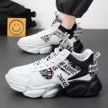 Men's shoes, spring new breathable high-top shoes, men's trendy and versatile, inner height, athleisure, dad shoes, trendy shoes. 