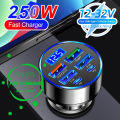【Exclusive Offer】 250W PD Car Charger QC3.0 Charge One to Six Car Plug 5 Port Car Charger Flash Charge with Digital Display. 