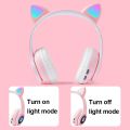 Cute Cat Wireless Headphones RGB Cute Cat Ears Headset With Microphone Noise Cancelling Kid Stereo Music Children's Gifts. 