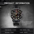 DEYROS Relo Men Black Stainless Steel Watch Analog Quartz Calendar Watch for Men. 