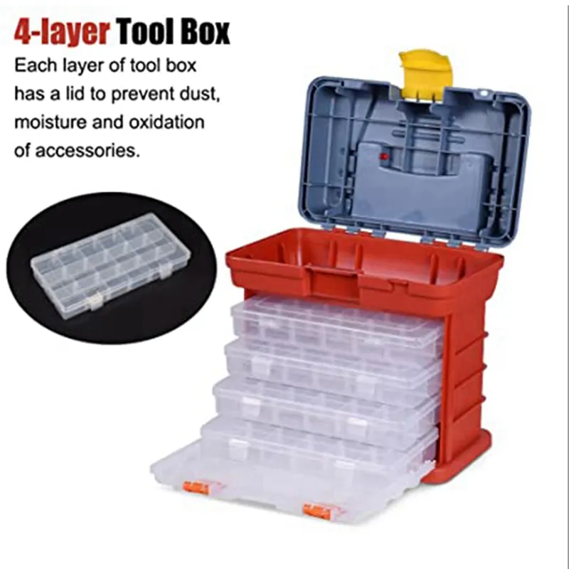 Multifunctional Storage Box Multipurpose Toolbox with 4 Layers and 72 ...