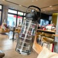 2 Liters Straw Plastic Water Bottle Large Portable Travel Bottle Sports Fitness Cup High Value Big Fat Cup Adult Universal.