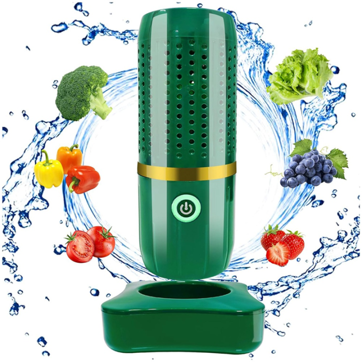 Fruit Vegetable Washing Machine Rechargeable Cleaning Machine forVegetables andFruits Portable Mini Food Cleaner Green